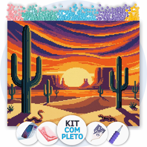 50x40cm - Por do Sol Esplêndido - Kit Pintura com Cristais