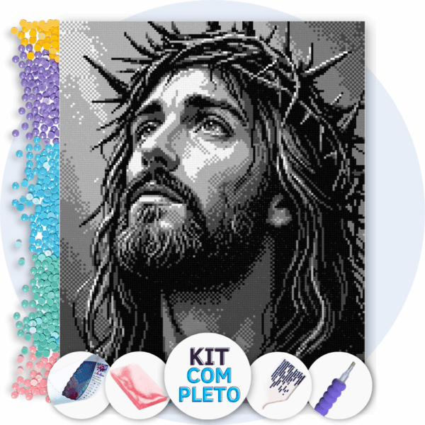 40x50cm - Jesus Redenção - Kit Pintura com Cristais