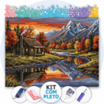 40x30cm - Refúgio Crepuscular - Kit Pintura com Cristais