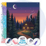 40x50cm - Cabana ao Luar - Kit Pintura com Cristais