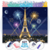 50x40cm - Ano Novo na Torre Eiffel - Kit Pintura com Cristais