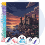 40x50cm - Castelo ao Crepúsculo - Kit Pintura com Cristais
