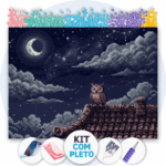 40x30cm - Guardiã da Noite - Kit Pintura com Cristais