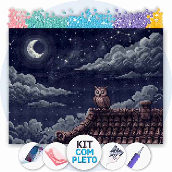 40x30cm - Guardiã da Noite - Kit Pintura com Cristais