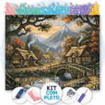 50x40cm - Espelho do Vale Outonal - Kit Pintura com Cristais