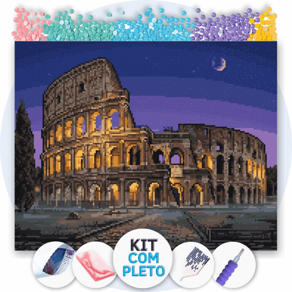 50x40cm - Memória de Pedra e Luar - Kit Pintura com Cristais