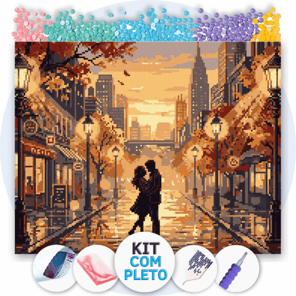 50x40cm - Reflexos de um Beijo - Kit Pintura com Cristais