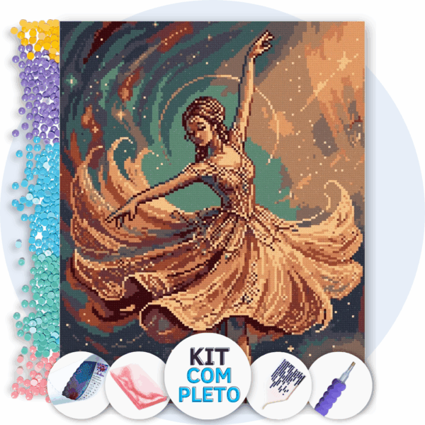 40x50cm - Valsa das Estrelas - Kit Pintura com Cristais