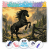 50x40cm - Cavalo Negro - Kit Pintura com Cristais
