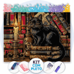 40x30cm - Gato Vigilante - Kit Pintura com Cristais