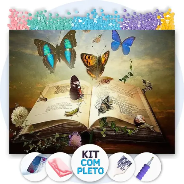 O Livro de Borboletas - Kit Pintura com Cristais