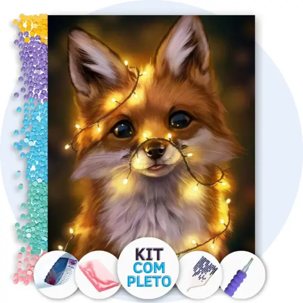Raposa Iluminada - Kit Pintura com Cristais