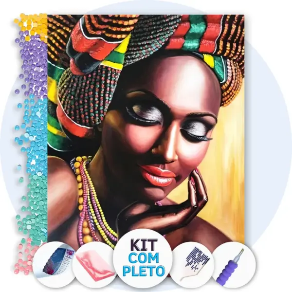 Retrato Feminino Colorido - Kit Pintura com Cristais