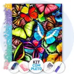 Revoada de Borboletas Coloridas - Kit Pintura com Cristais