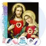Sagrados Corações Jesus e Maria - Kit Pintura com Cristais