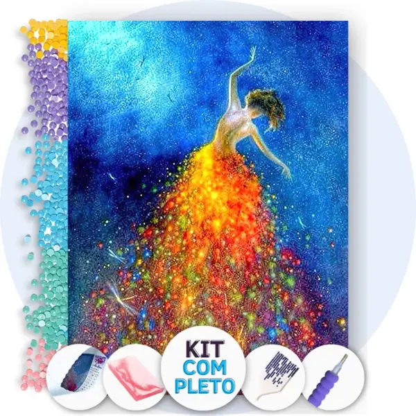 Vestido Colorido Vibrante - Kit Pintura com Cristais
