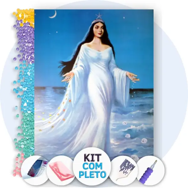 Yemanja Rainha do Mar - Kit Pintura com Cristais