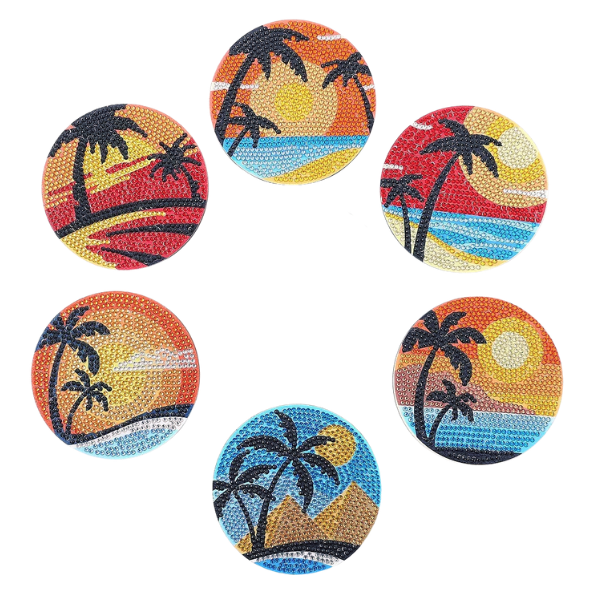 6 Peças – Praia – Kit Porta-copos