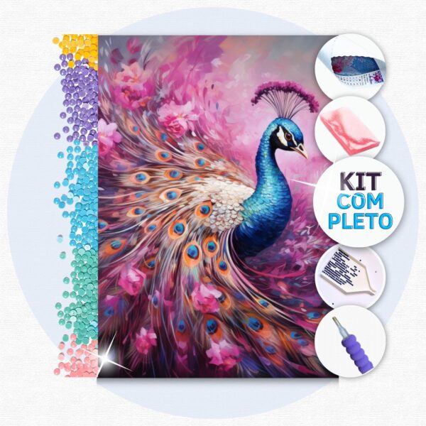 Pavão Majestoso - Kit Pintura com Cristais
