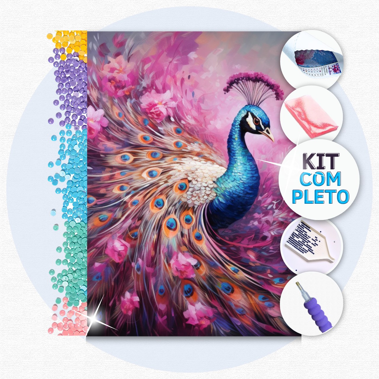 Pavão Majestoso – Kit Pintura com Cristais
