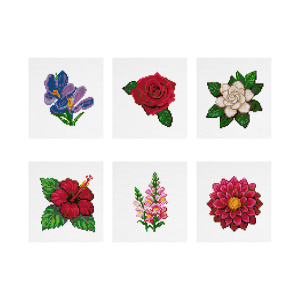 1 Flores 2 - Kit Mini Pintura com Cristais