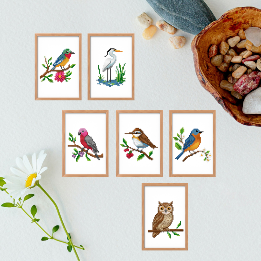 Pássaros 2 - Kit Mini Pintura com Cristais