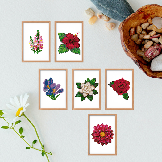 Flores 2 - Kit Mini Pintura com Cristais