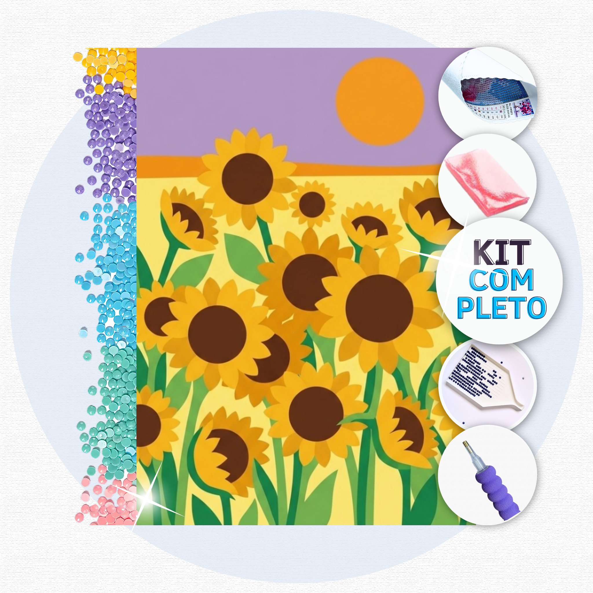 Girassois no Campo – Kit Pintura com Cristais