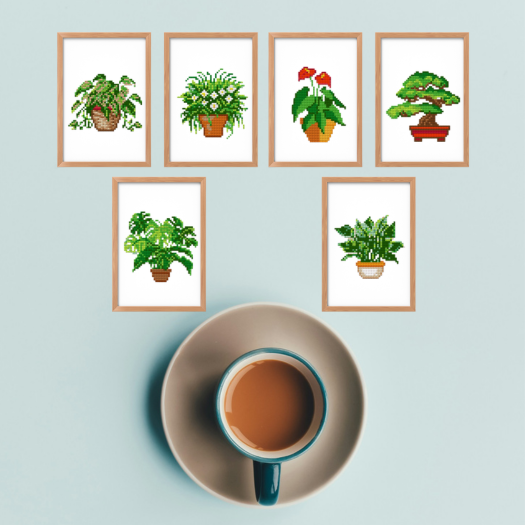 Plantas de Casa 1 - Kit Mini Pintura com Cristais