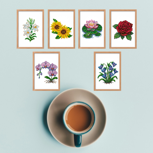 Flores 1 - Kit Mini Pintura com Cristais