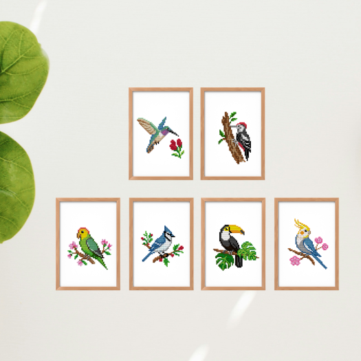 Pássaros 1 - Kit Mini Pintura com Cristais