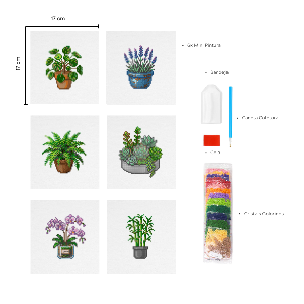 Plantas de Casa 2 - Kit Mini Pintura com Cristais
