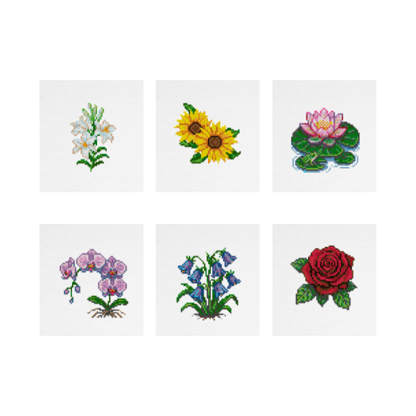 Flores 1 - Kit Mini Pintura com Cristais