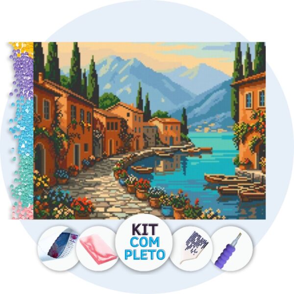 Template Telas (3) Vila Mediterrânea – Kit Pintura com Cristais