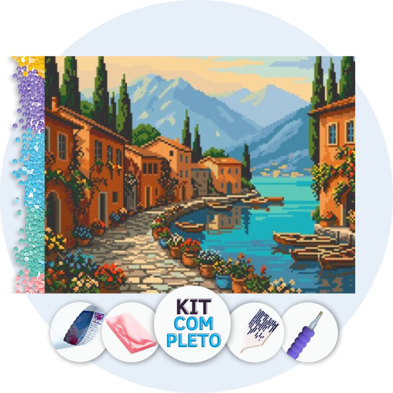 Vila Mediterrânea – Kit Pintura com Cristais