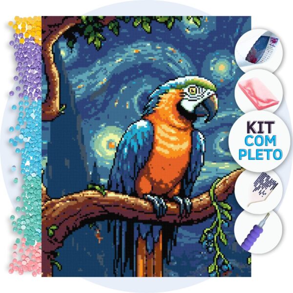 arara-em-noite-estrelada-capa Arara em Noite Estrelada – Kit Pintura com Cristais