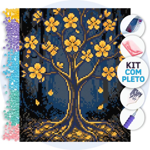 arvore-dourada-noturna-capa Árvore Dourada Noturna – Kit Pintura com Cristais