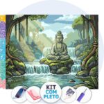 Buda Meditando na Cachoeira – Kit Pintura com Cristais