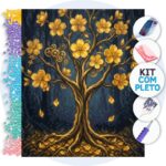 Árvore Dourada Noturna – Kit Pintura com Cristais