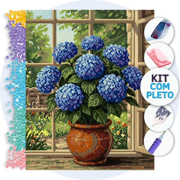 capa-646083e54a1a4706 Hortênsias na Janela – Kit Pintura com Cristais