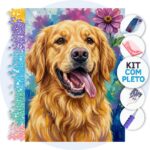 Golden Retriever Colorido – Kit Pintura com Cristais