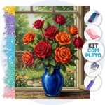 Rosas Vermelhas no Vaso – Kit Pintura com Cristais