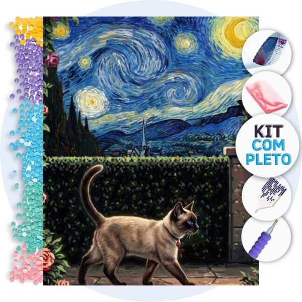 capa-b82ee67b683e41d4 Passeio do Gato sob Noite Estrelada – Kit Pintura com Cristais