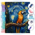 Arara em Noite Estrelada – Kit Pintura com Cristais