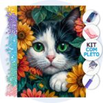 Gato Entre Girassóis – Kit Pintura com Cristais