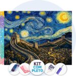 50x40cm - Noite Estrelada na Muralha - Kit Pintura com Cristais
