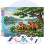Família de Capivaras – Kit Pintura com Cristais