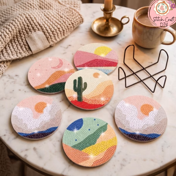6 Peças – Céu do Deserto – Kit Porta-copos