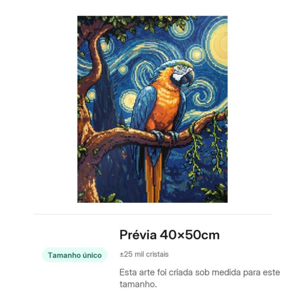 Arara em Noite Estrelada – Kit Pintura com Cristais