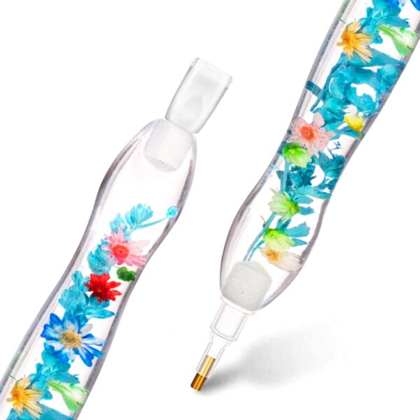 Caneta Ergonômica Flores Azuis + Acessórios Facilitadores